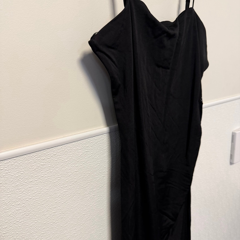 Armani Exchange Black Square-Neck Midi Dress Large New NWT MSRP $140 long split - Picture 12 of 15